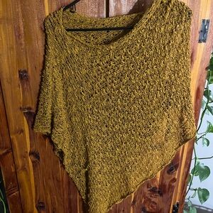 Gold/Mustard Yellow Hand Knit Shawl